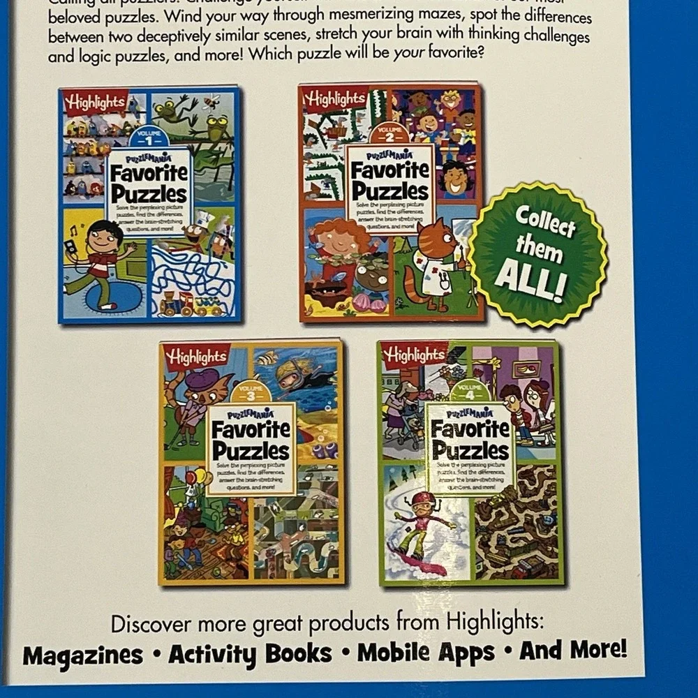 NEW Highlights FAVORITE PUZZLES Activity Books Lot of 3 Hidden Pictures 2015-16